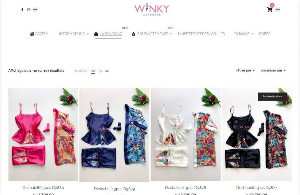 Winky Lingerie site web